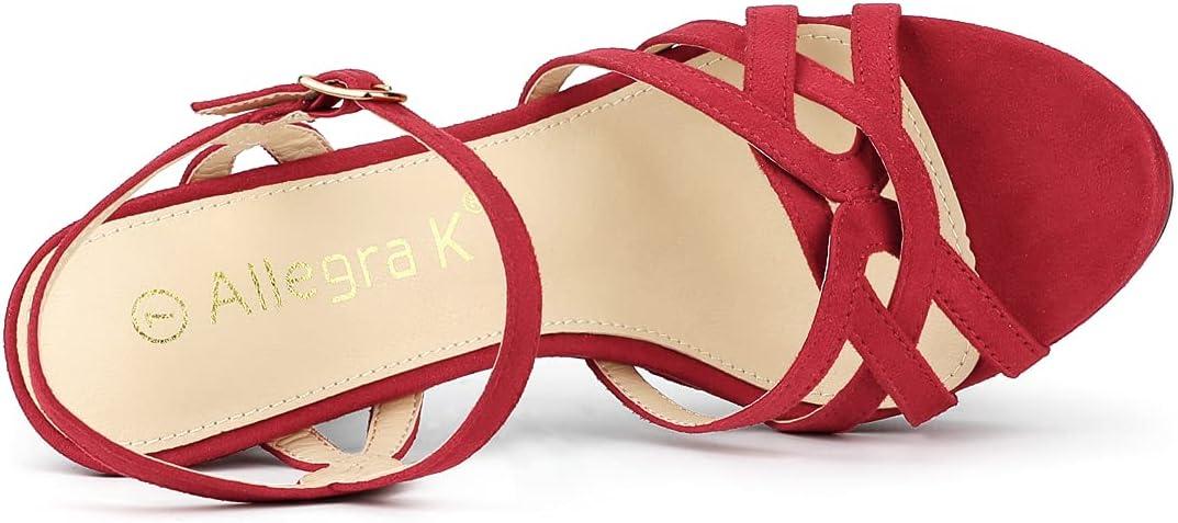 imageAllegra K Womens Strappy Platform Heels Stiletto Heel SandalsRed