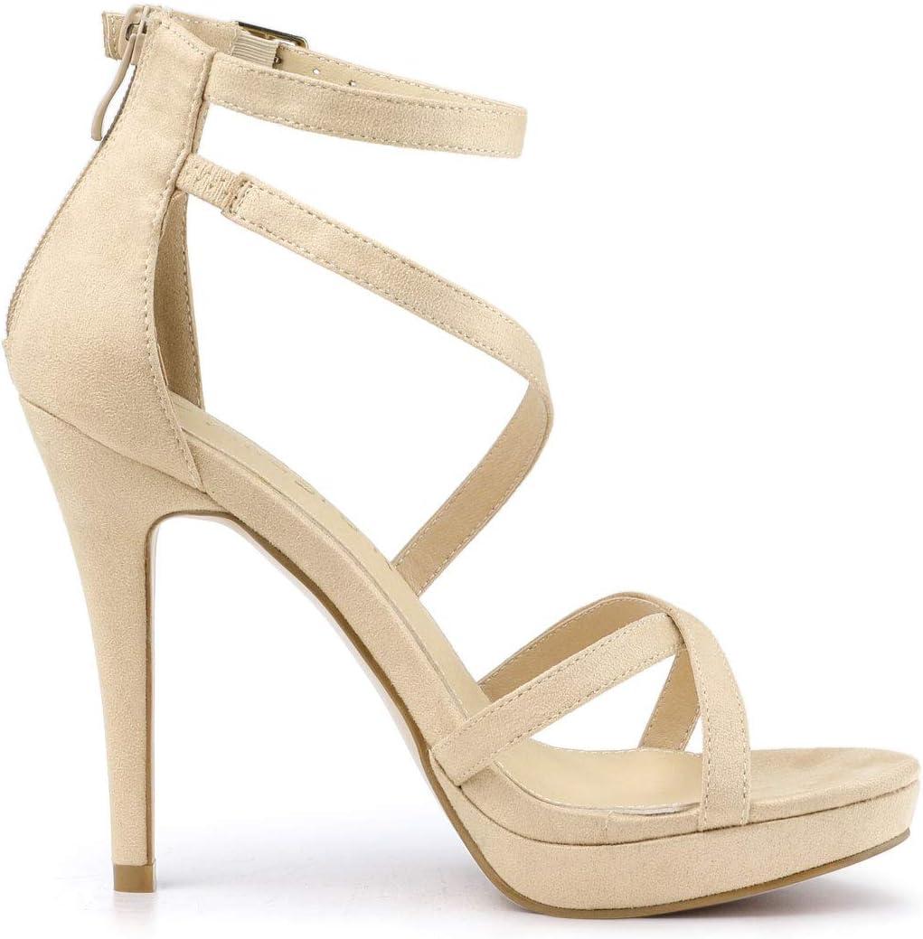 imageAllegra K Womens Strappy Platform Stiletto Heels SandalsBeige