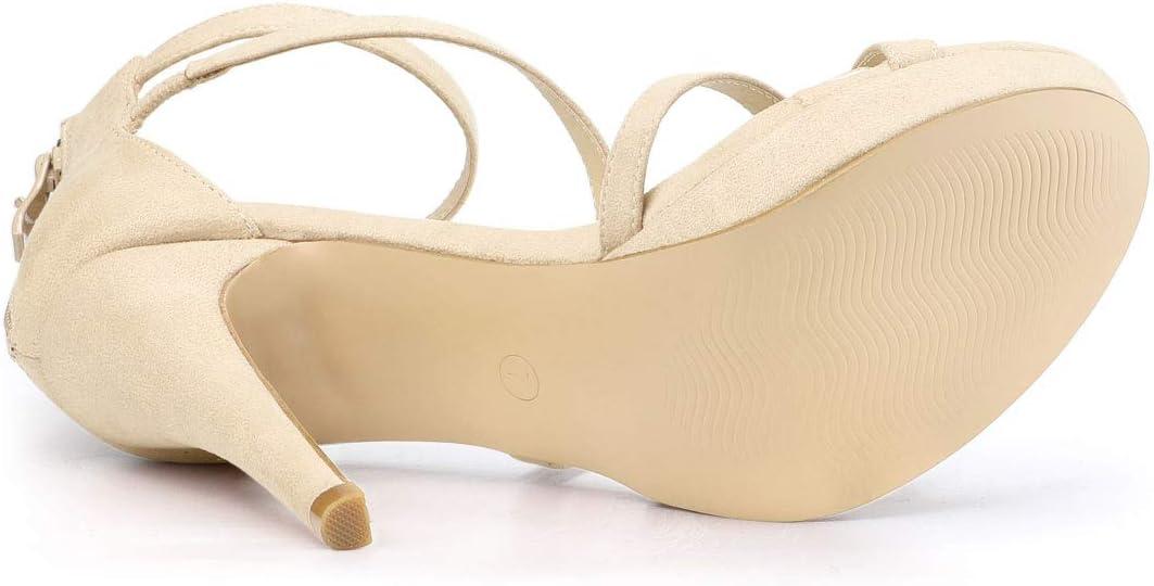 imageAllegra K Womens Strappy Platform Stiletto Heels SandalsBeige