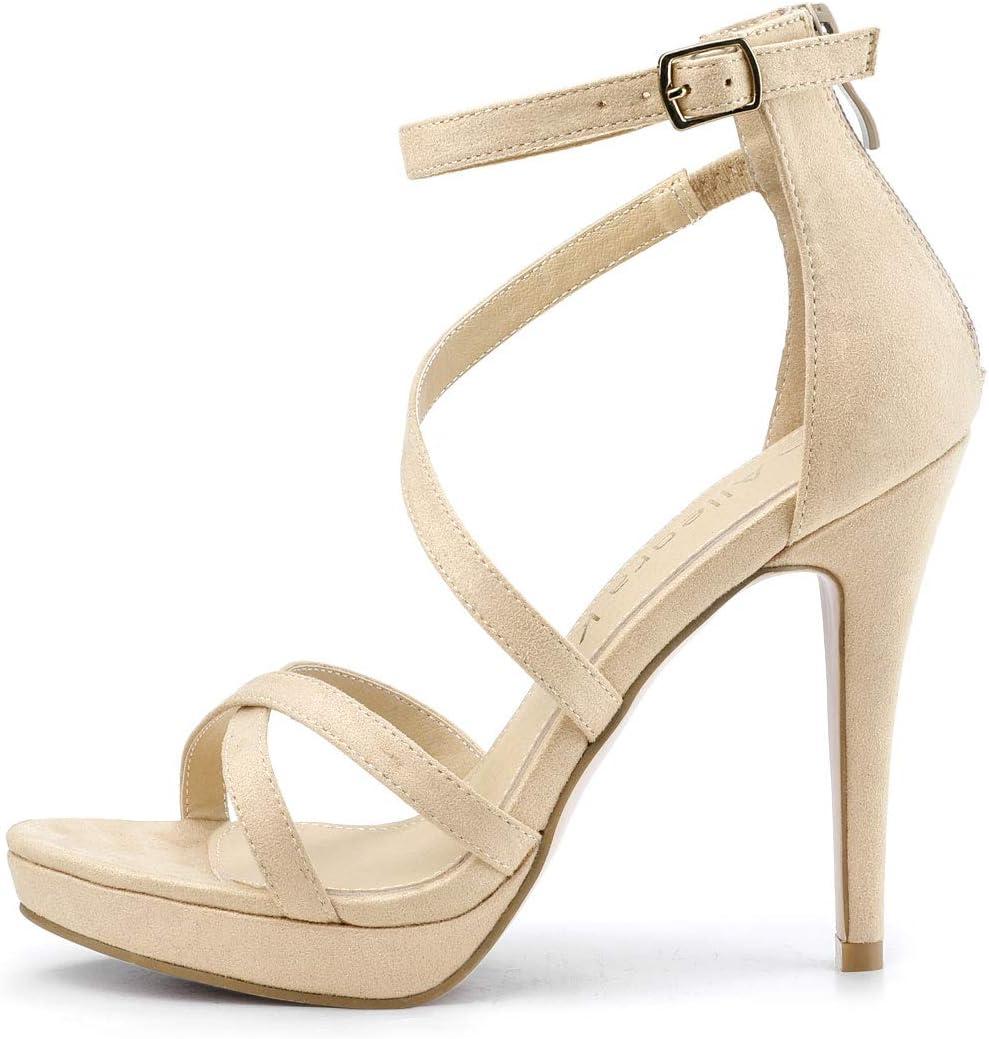 imageAllegra K Womens Strappy Platform Stiletto Heels SandalsBeige