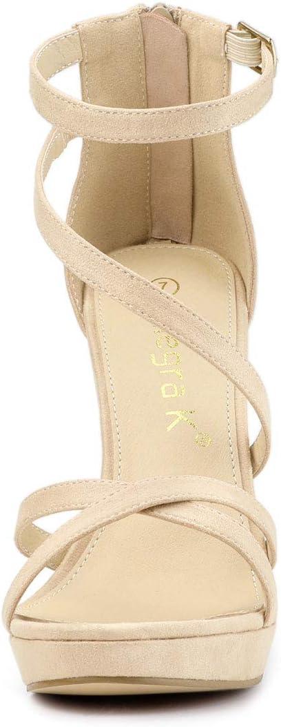 imageAllegra K Womens Strappy Platform Stiletto Heels SandalsBeige