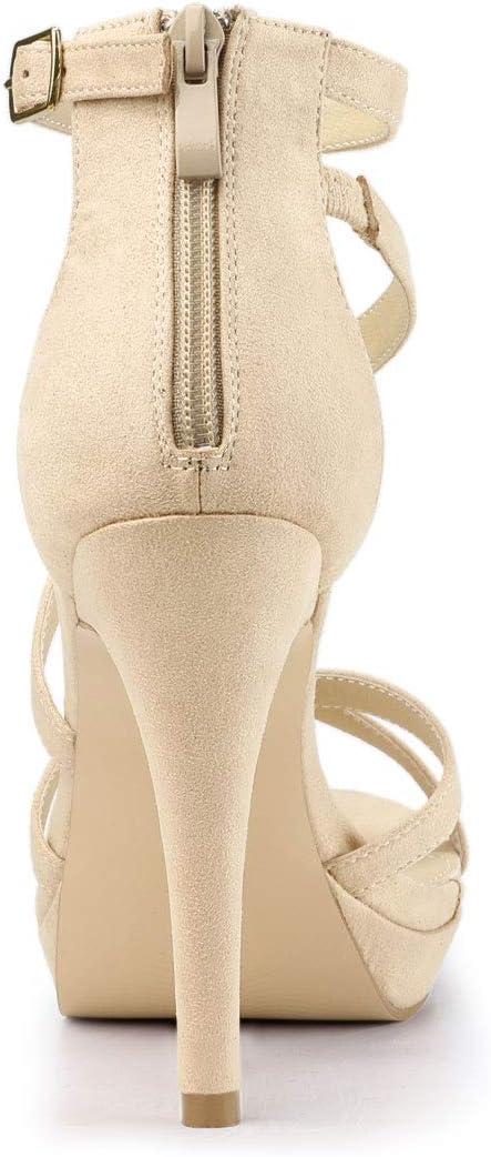 imageAllegra K Womens Strappy Platform Stiletto Heels SandalsBeige