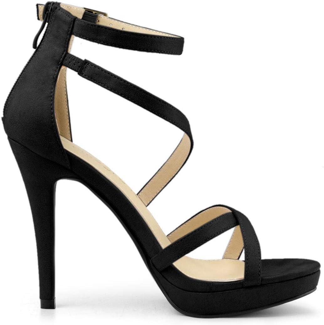 imageAllegra K Womens Strappy Platform Stiletto Heels SandalsBlack