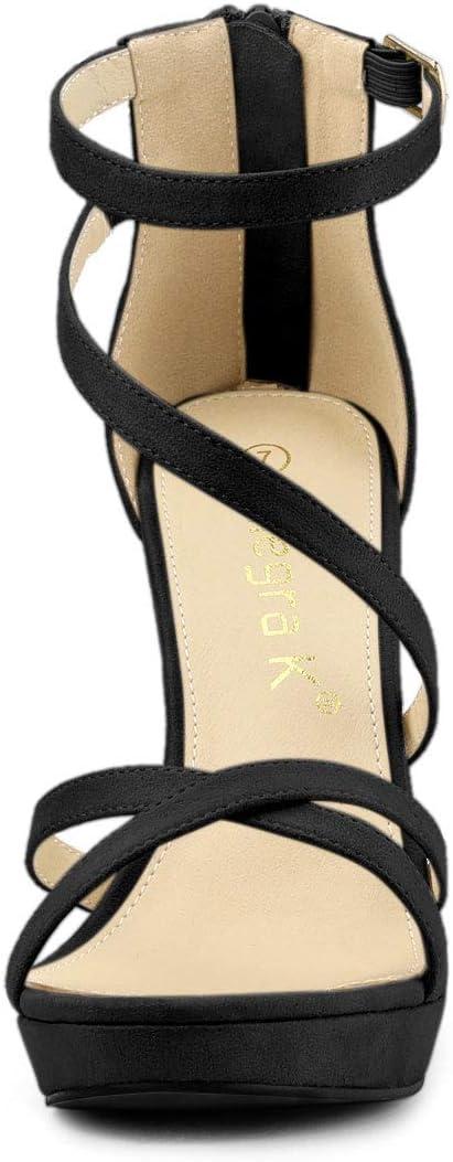 imageAllegra K Womens Strappy Platform Stiletto Heels SandalsBlack