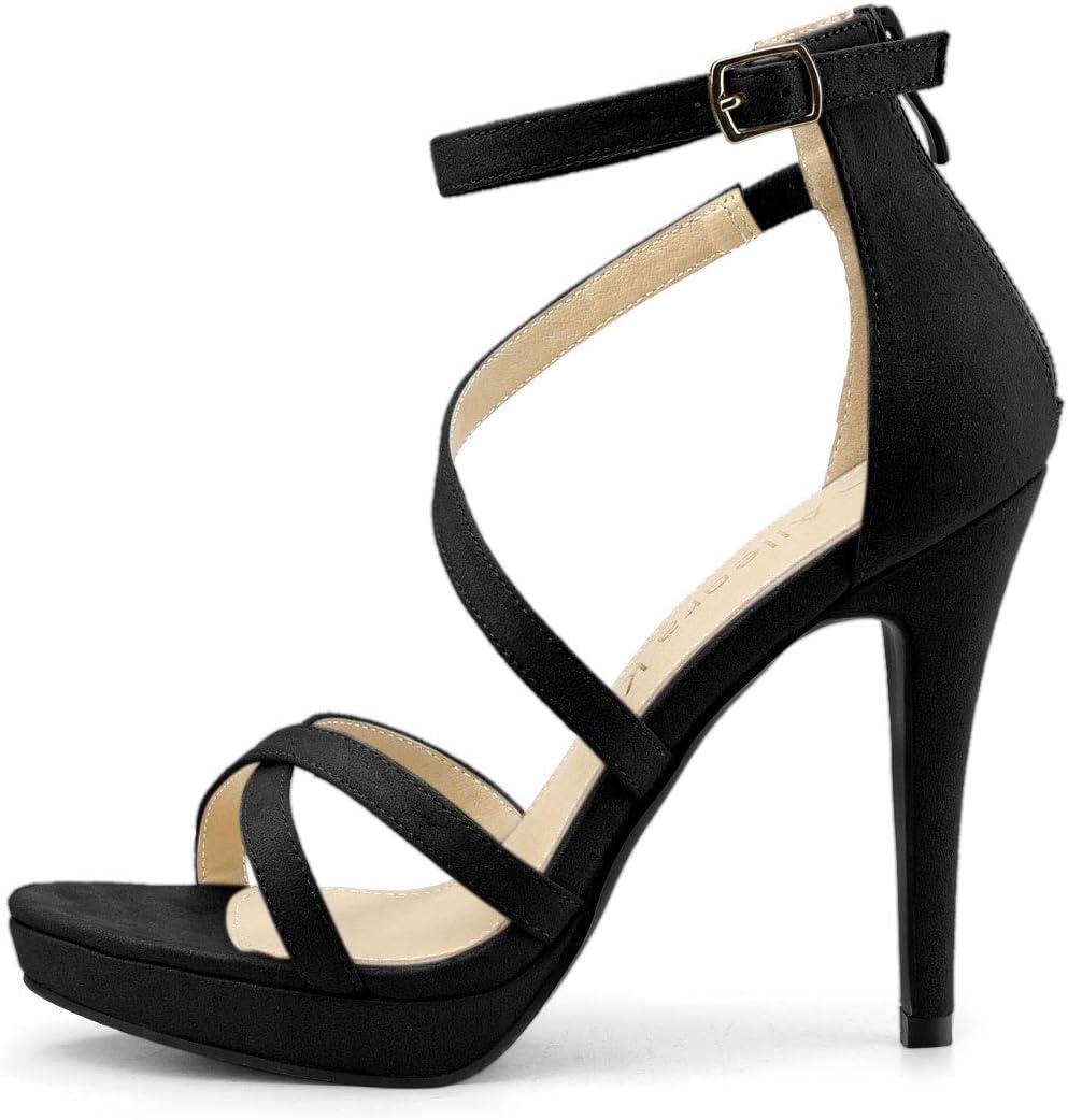 imageAllegra K Womens Strappy Platform Stiletto Heels SandalsBlack