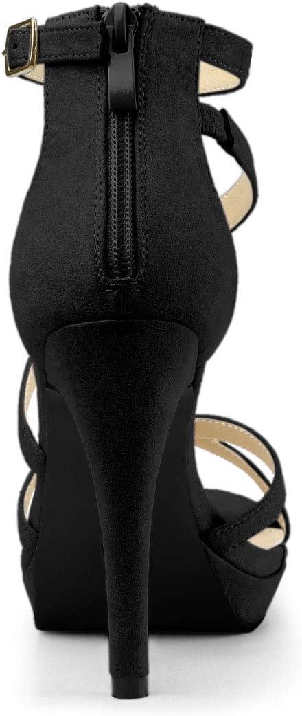 imageAllegra K Womens Strappy Platform Stiletto Heels SandalsBlack