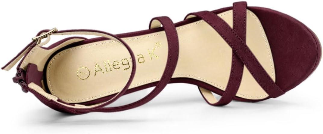 imageAllegra K Womens Strappy Platform Stiletto Heels SandalsBurgundy