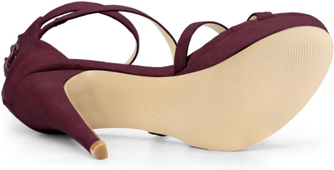 imageAllegra K Womens Strappy Platform Stiletto Heels SandalsBurgundy