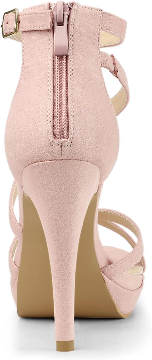 imageAllegra K Womens Strappy Platform Stiletto Heels SandalsDust Pink