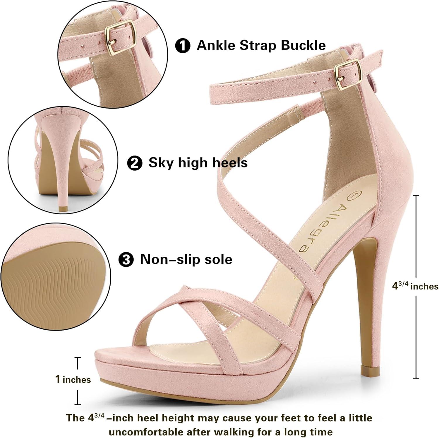 imageAllegra K Womens Strappy Platform Stiletto Heels SandalsDust Pink