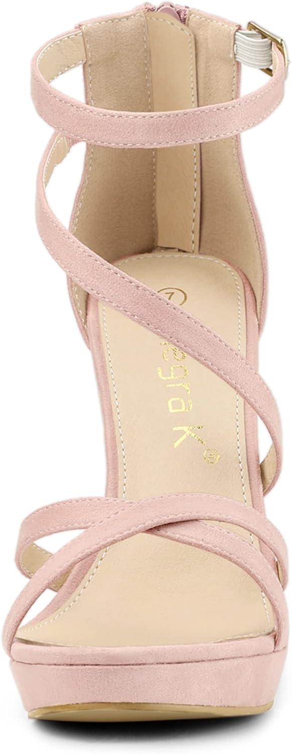 imageAllegra K Womens Strappy Platform Stiletto Heels SandalsDust Pink