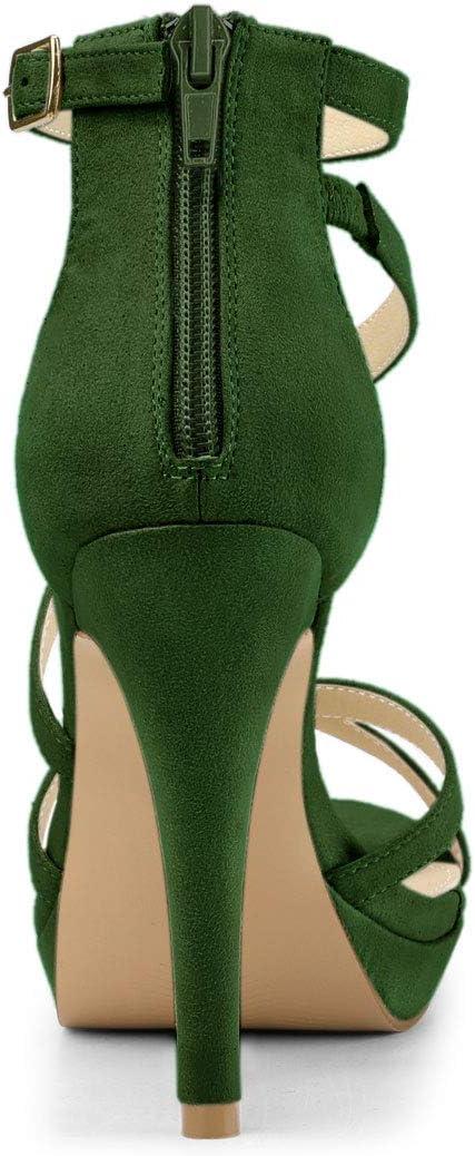 imageAllegra K Womens Strappy Platform Stiletto Heels SandalsGreen