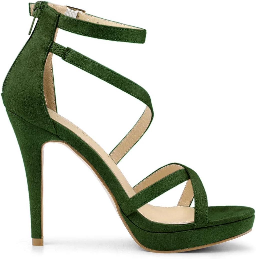 imageAllegra K Womens Strappy Platform Stiletto Heels SandalsGreen