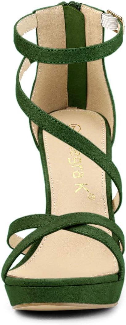 imageAllegra K Womens Strappy Platform Stiletto Heels SandalsGreen