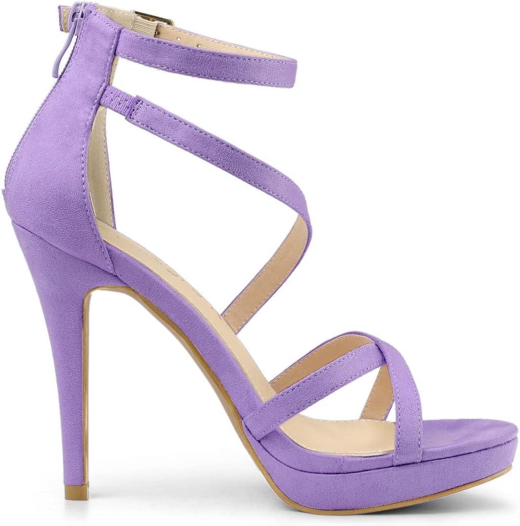 imageAllegra K Womens Strappy Platform Stiletto Heels SandalsPurple