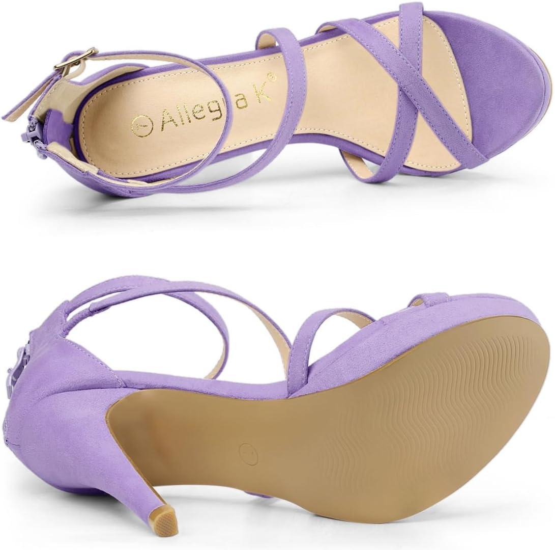 imageAllegra K Womens Strappy Platform Stiletto Heels SandalsPurple