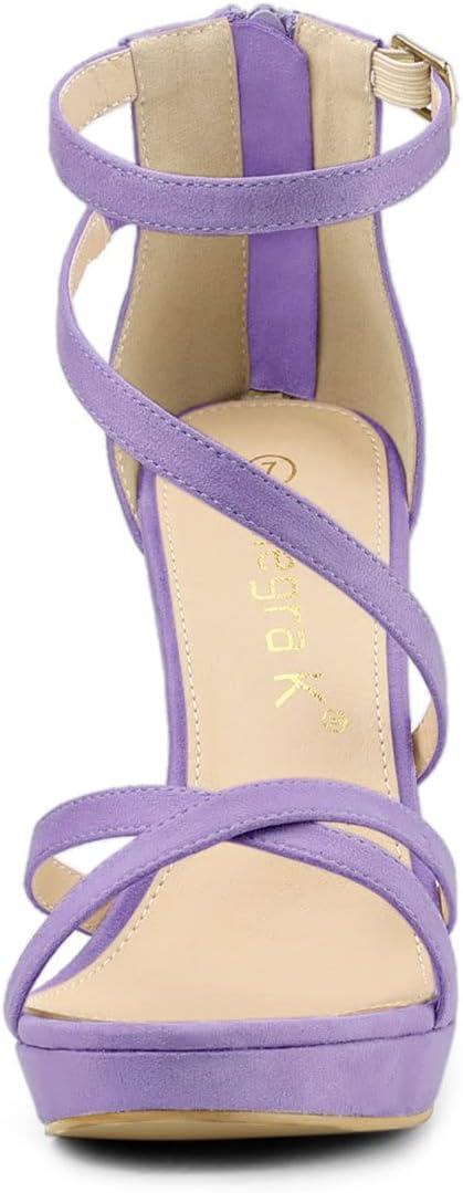 imageAllegra K Womens Strappy Platform Stiletto Heels SandalsPurple