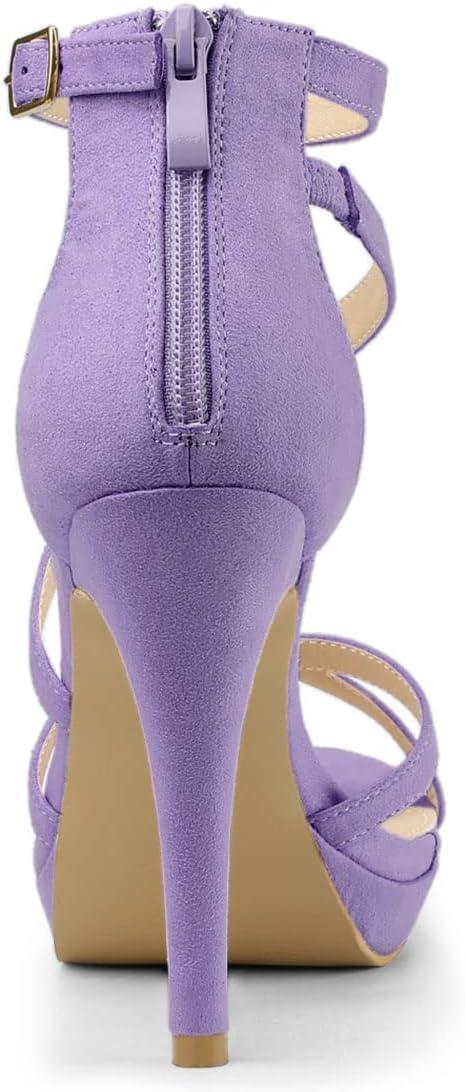 imageAllegra K Womens Strappy Platform Stiletto Heels SandalsPurple