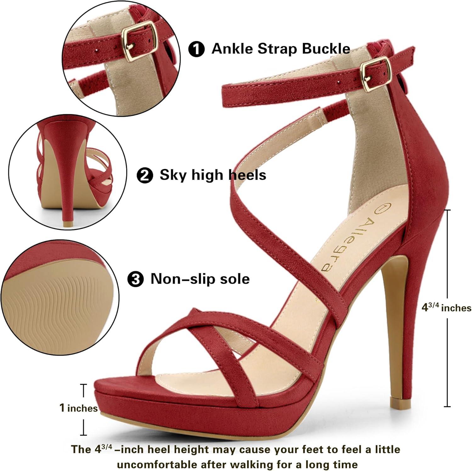 imageAllegra K Womens Strappy Platform Stiletto Heels SandalsRed