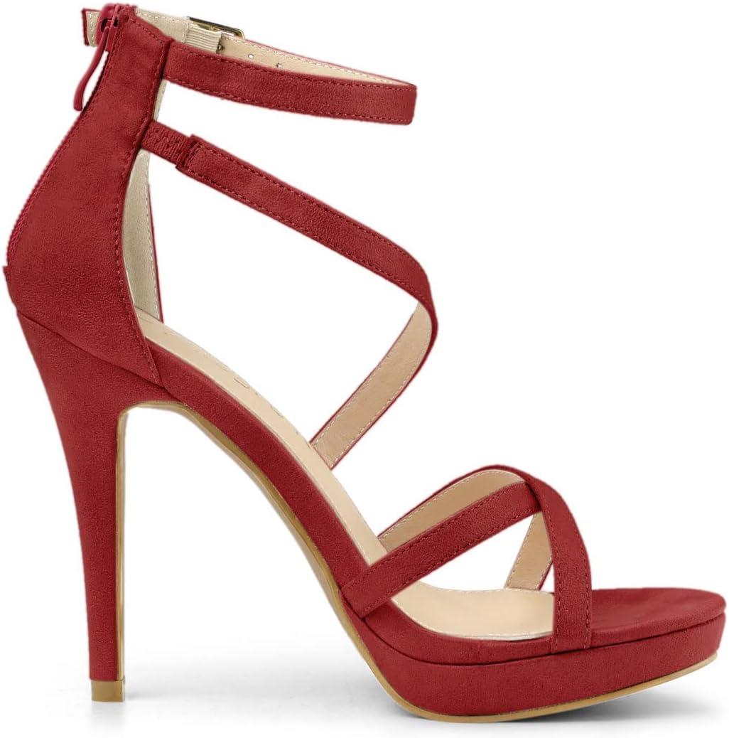 imageAllegra K Womens Strappy Platform Stiletto Heels SandalsRed