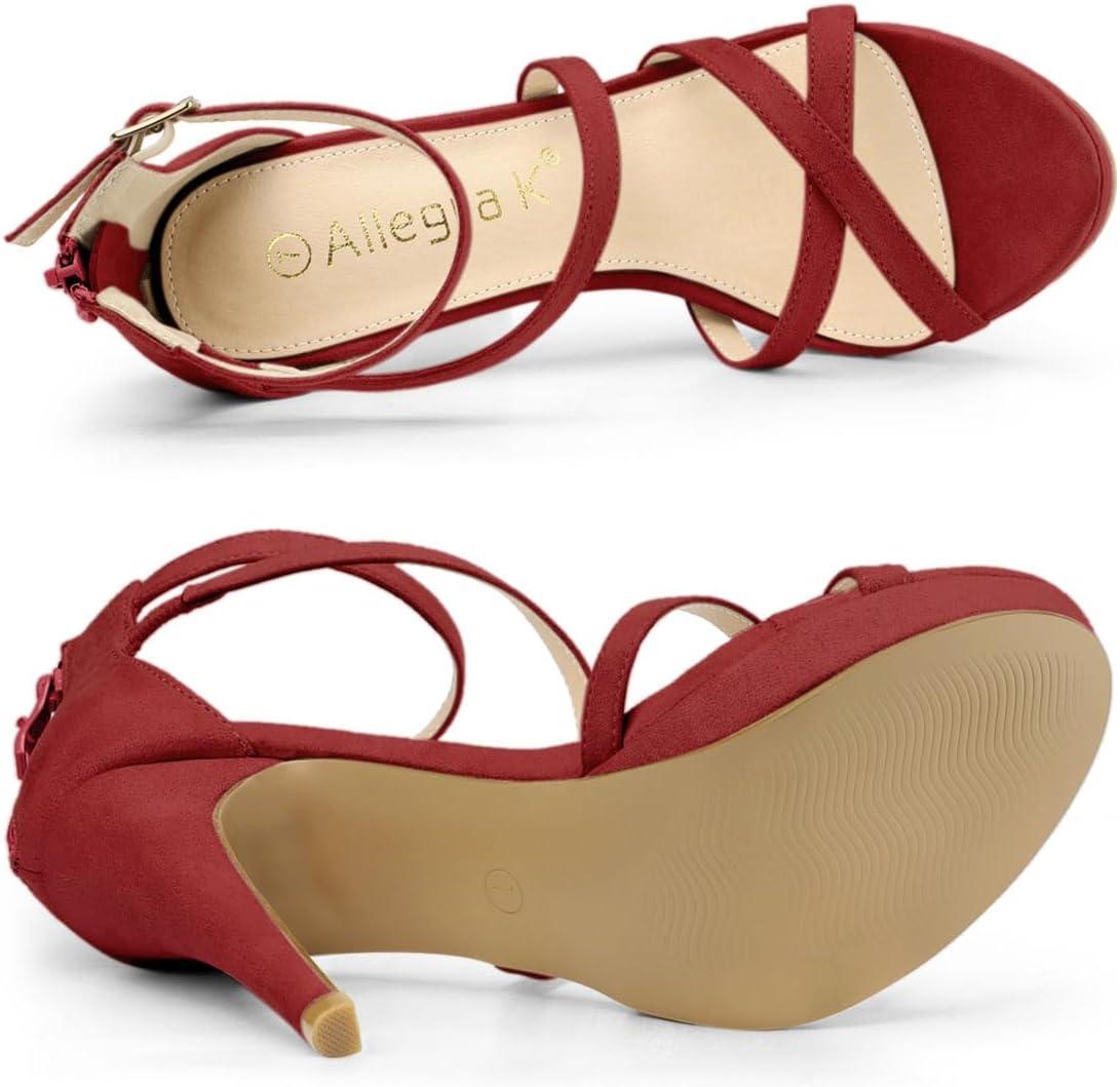 imageAllegra K Womens Strappy Platform Stiletto Heels SandalsRed