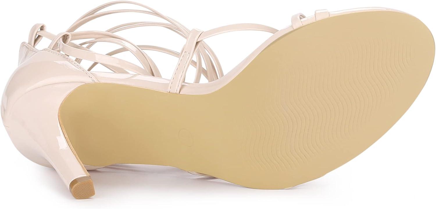 imageAllegra K Womens Strappy Straps Lace Up Stiletto Heel SandalsBeige