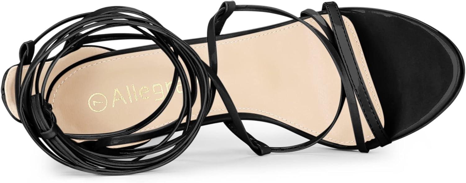 imageAllegra K Womens Strappy Straps Lace Up Stiletto Heel SandalsBlack