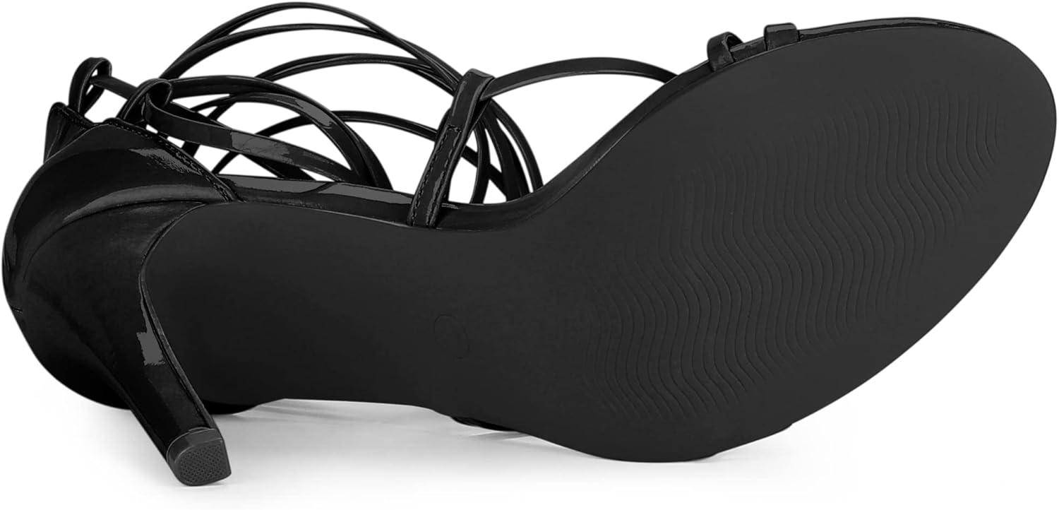 imageAllegra K Womens Strappy Straps Lace Up Stiletto Heel SandalsBlack