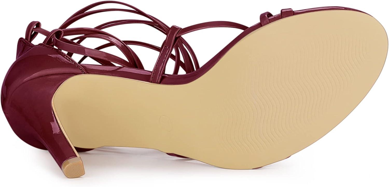 imageAllegra K Womens Strappy Straps Lace Up Stiletto Heel SandalsBurgundy