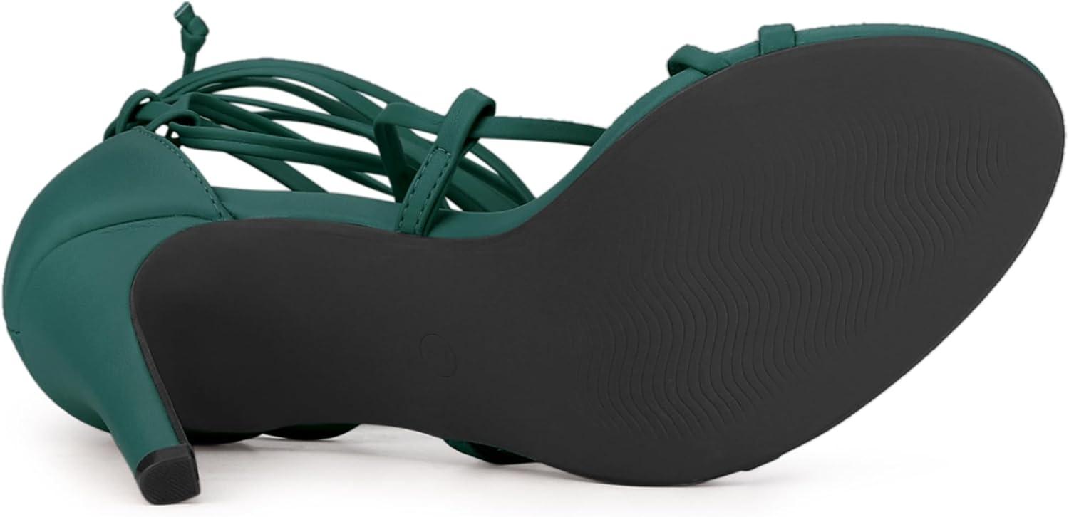 imageAllegra K Womens Strappy Straps Lace Up Stiletto Heel SandalsDark Green