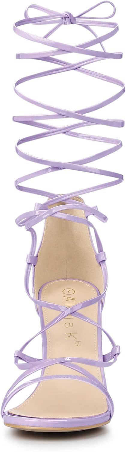 imageAllegra K Womens Strappy Straps Lace Up Stiletto Heel SandalsPurple