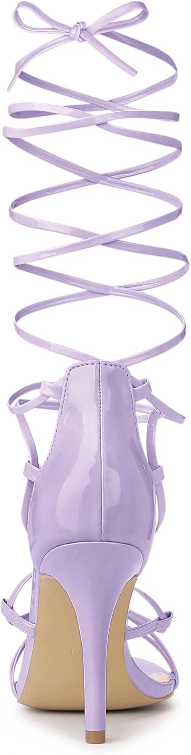 imageAllegra K Womens Strappy Straps Lace Up Stiletto Heel SandalsPurple
