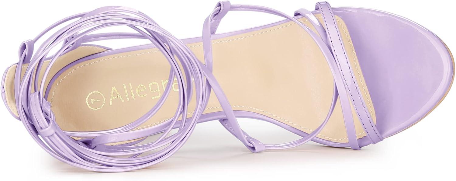 imageAllegra K Womens Strappy Straps Lace Up Stiletto Heel SandalsPurple