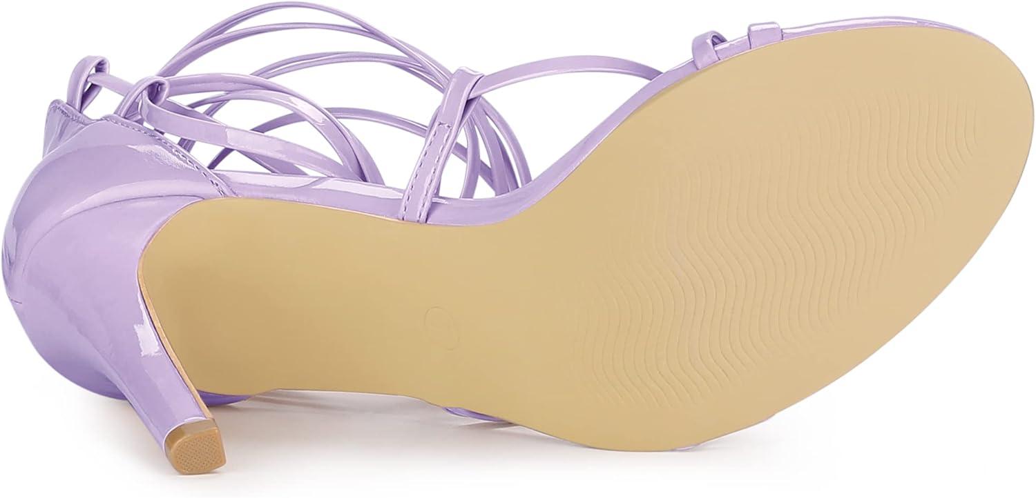 imageAllegra K Womens Strappy Straps Lace Up Stiletto Heel SandalsPurple