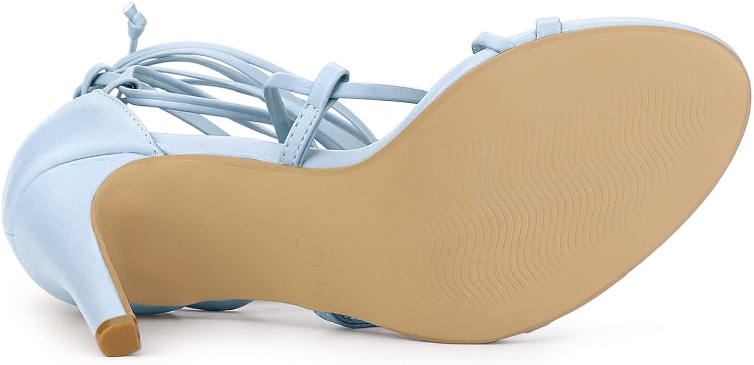imageAllegra K Womens Strappy Straps Lace Up Stiletto Heel SandalsSky Blue