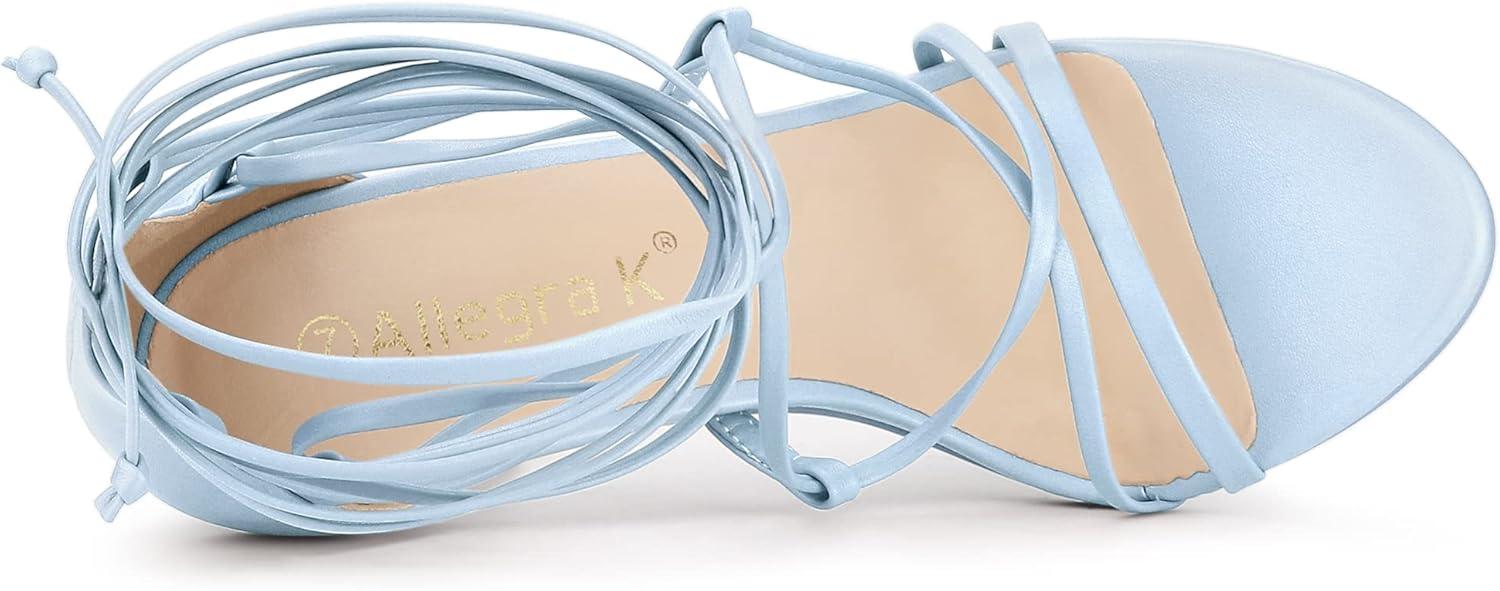 imageAllegra K Womens Strappy Straps Lace Up Stiletto Heel SandalsSky Blue