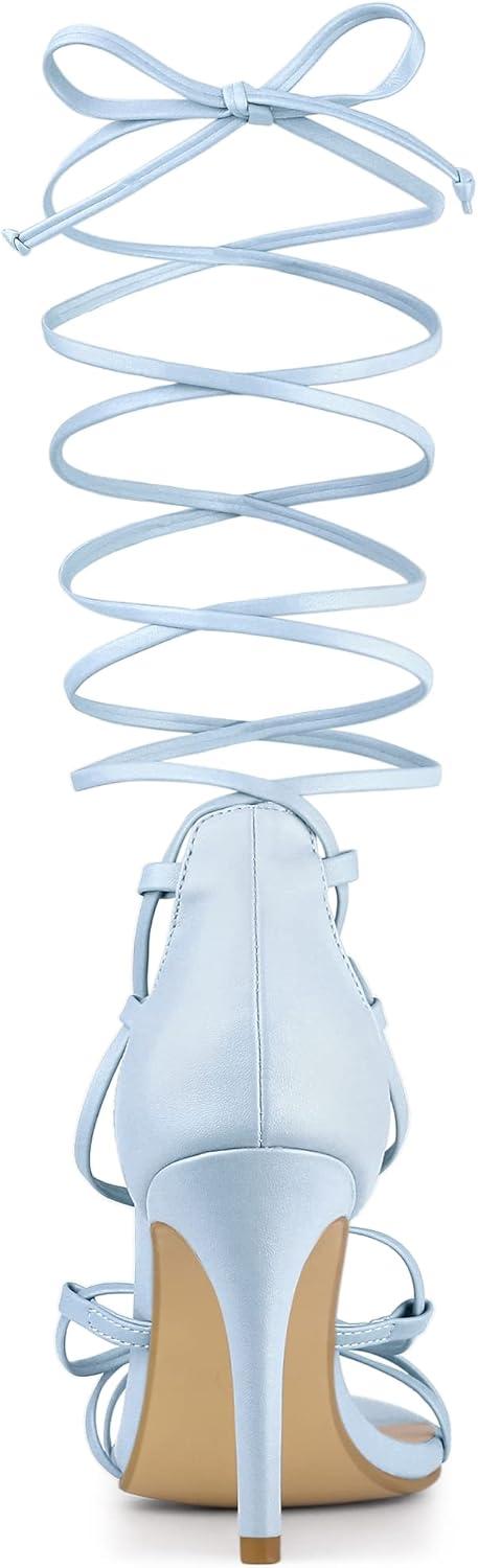 imageAllegra K Womens Strappy Straps Lace Up Stiletto Heel SandalsSky Blue
