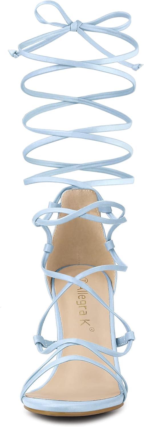 imageAllegra K Womens Strappy Straps Lace Up Stiletto Heel SandalsSky Blue
