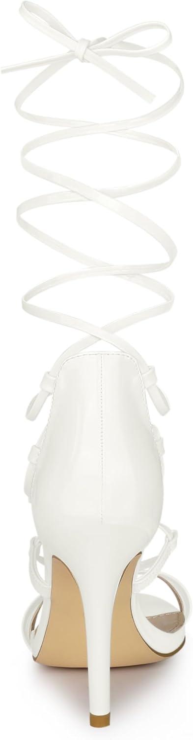 imageAllegra K Womens Strappy Straps Lace Up Stiletto Heel SandalsWhite