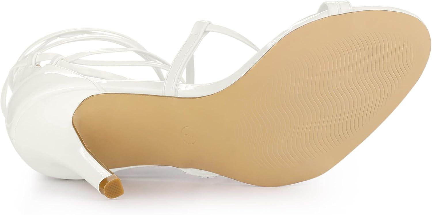 imageAllegra K Womens Strappy Straps Lace Up Stiletto Heel SandalsWhite