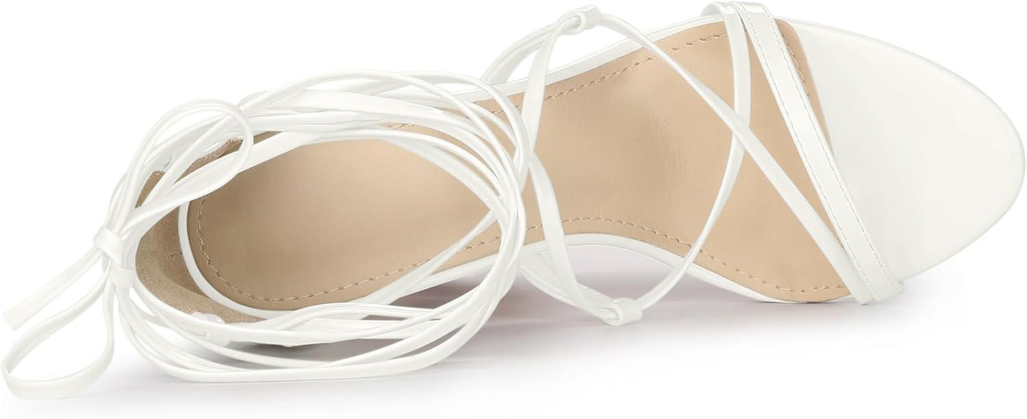 imageAllegra K Womens Strappy Straps Lace Up Stiletto Heel SandalsWhite
