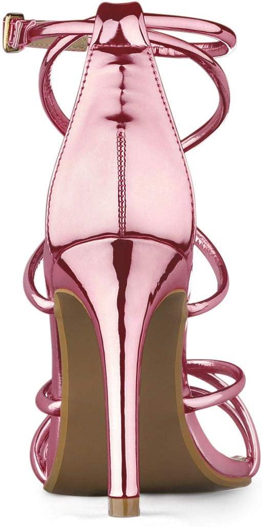imageAllegra K Womens Strappy Straps Stiletto Heel Pink Sandals 9 M US