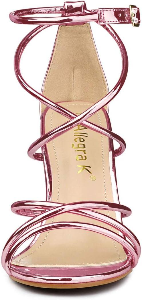 imageAllegra K Womens Strappy Straps Stiletto Heel Pink Sandals 9 M US