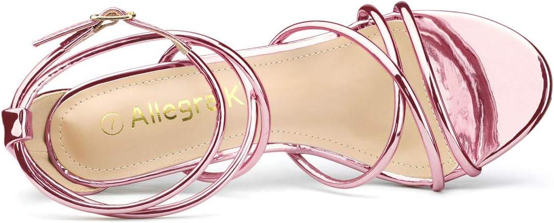 imageAllegra K Womens Strappy Straps Stiletto Heel Pink Sandals 9 M US