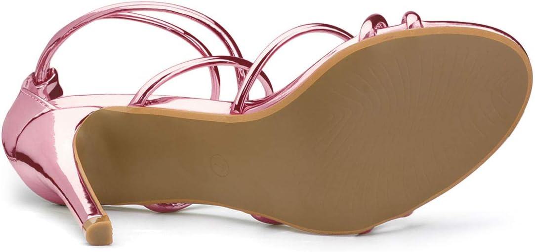 imageAllegra K Womens Strappy Straps Stiletto Heel Pink Sandals 9 M US