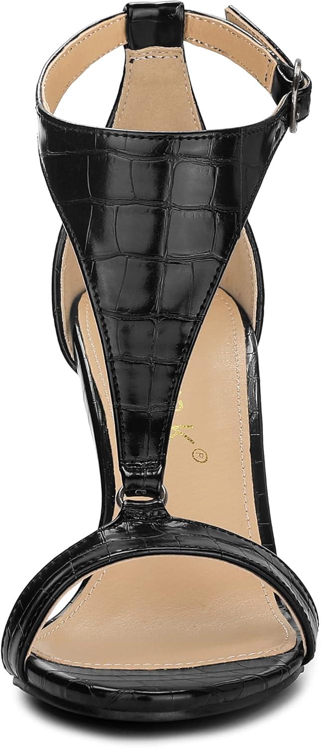 imageAllegra K Womens T Strap Open Toe Stiletto Heel SandalsBlack