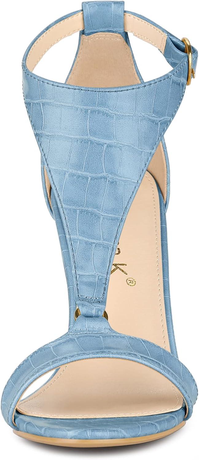 imageAllegra K Womens T Strap Open Toe Stiletto Heel SandalsBlue