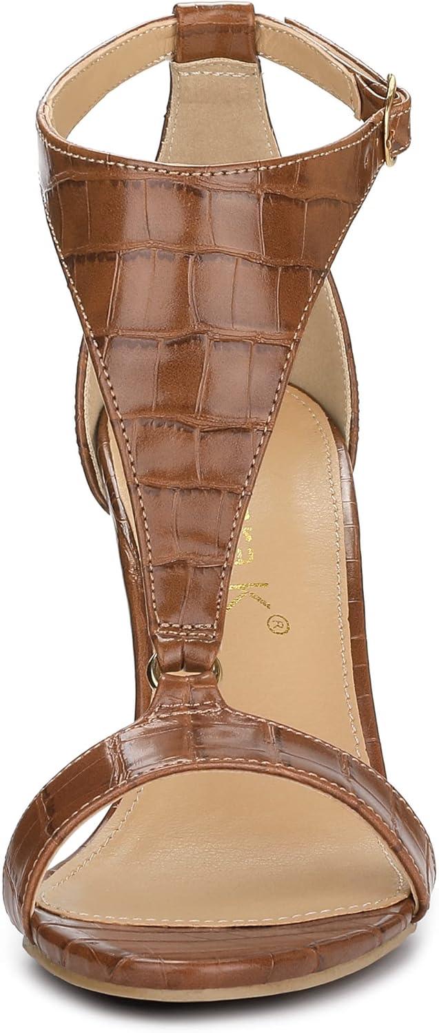 imageAllegra K Womens T Strap Open Toe Stiletto Heel SandalsBrown