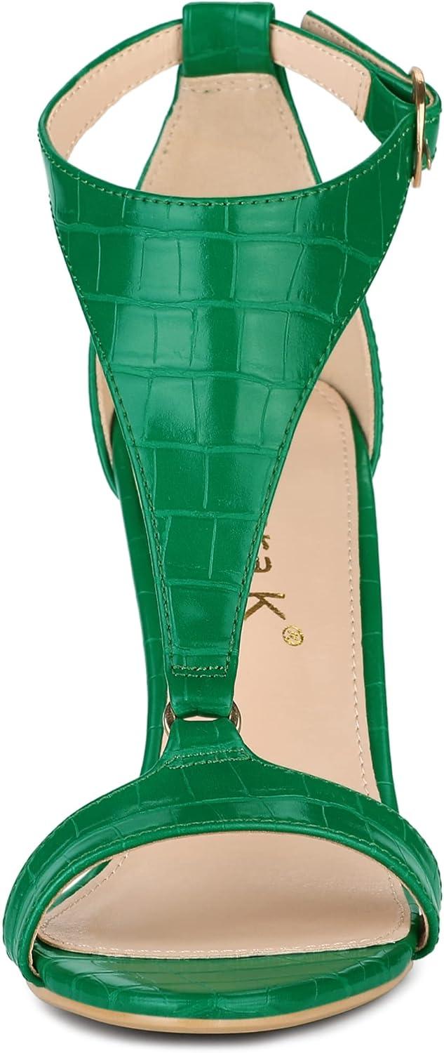 imageAllegra K Womens T Strap Open Toe Stiletto Heel SandalsGreen