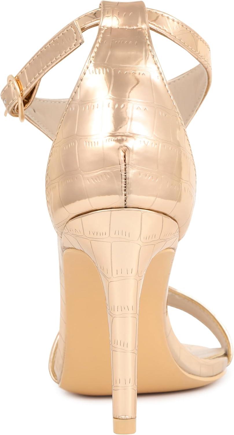 imageAllegra K Womens T Strap Open Toe Stiletto Heel SandalsRose Gold